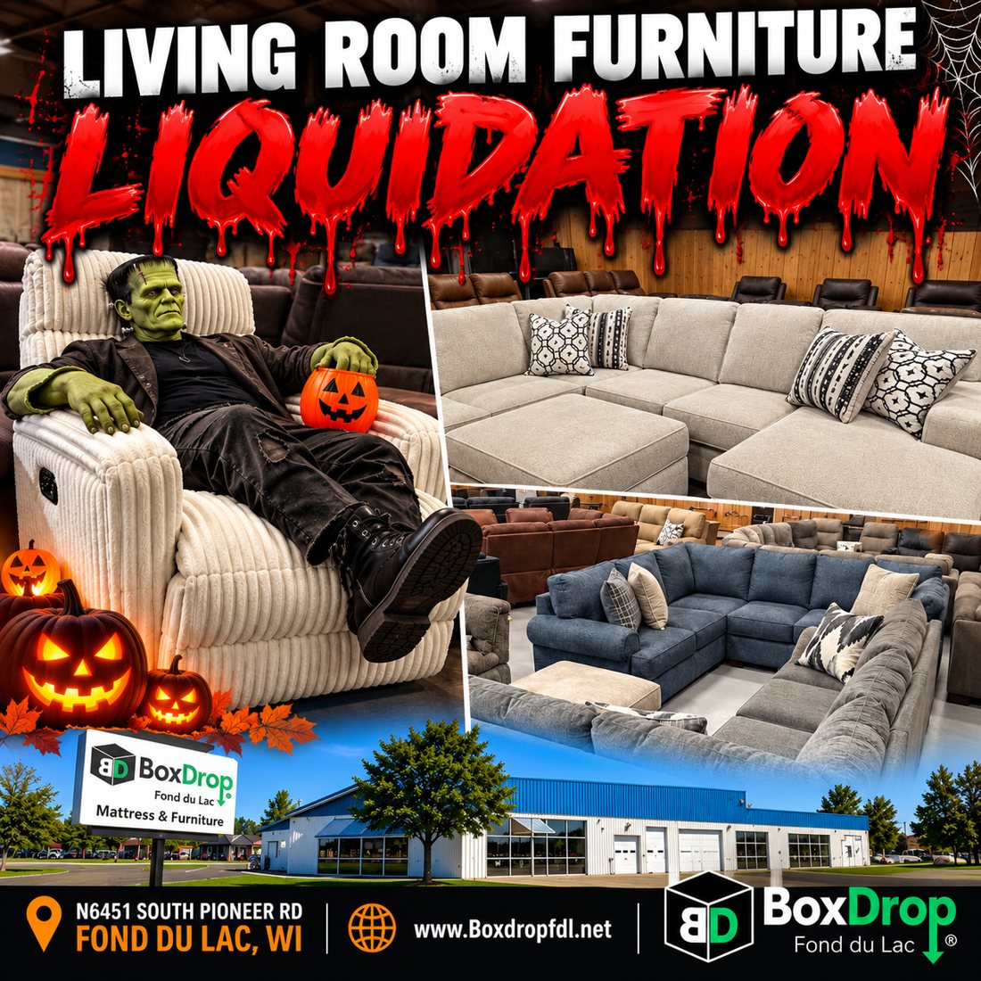 Living Room Furniture Liquidation at BoxDrop Fond du Lac – sectionals, recliners and sofas