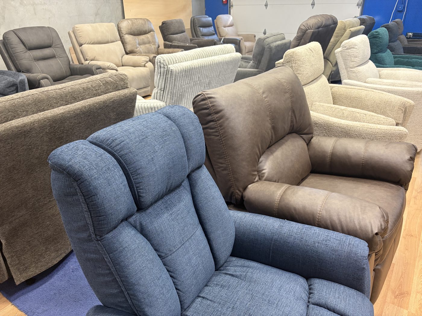 Recliners in blue, brown, beige and more